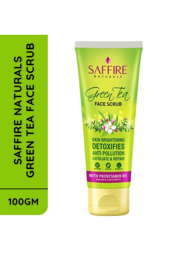 SAFFIRE مقشر وجه الشاي الأخضر الطبيعي; تفتيح البشرة; ينظف السموم; مضاد للتلوث; تقشير وإصلاح; مع بروفيتامين B5; 100 جرام - Image 3