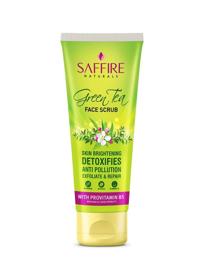SAFFIRE مقشر وجه الشاي الأخضر الطبيعي; تفتيح البشرة; ينظف السموم; مضاد للتلوث; تقشير وإصلاح; مع بروفيتامين B5; 100 جرام - Image 1