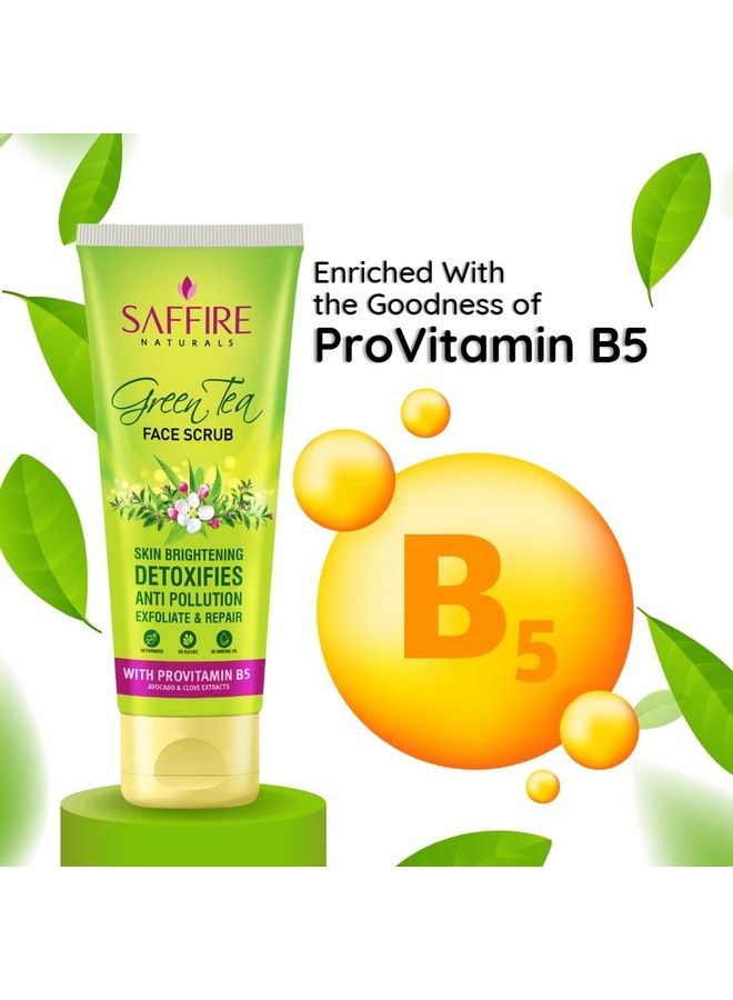 SAFFIRE مقشر وجه الشاي الأخضر الطبيعي; تفتيح البشرة; ينظف السموم; مضاد للتلوث; تقشير وإصلاح; مع بروفيتامين B5; 100 جرام - Image 5