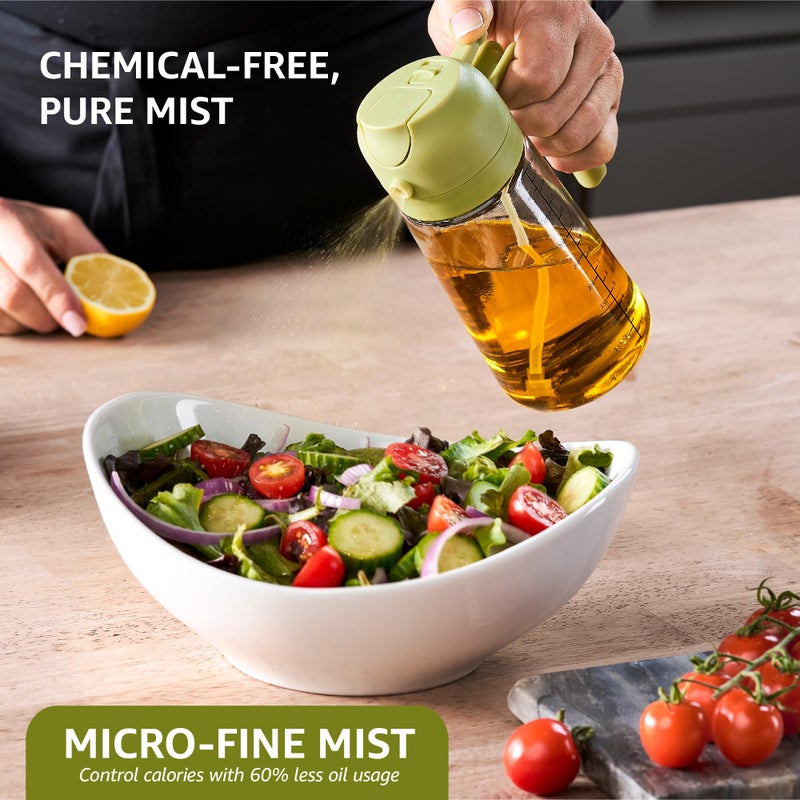 FineDine 16oz Olive Oil Sprayer for Cooking, 2 in 1 Olive Oil Dispenser Bottle for Kitchen, Air Fryer, Salad, BBQ & Baking â€“ Dual Spray Mist & Stream, with Measurement Marks, Green - Image 5