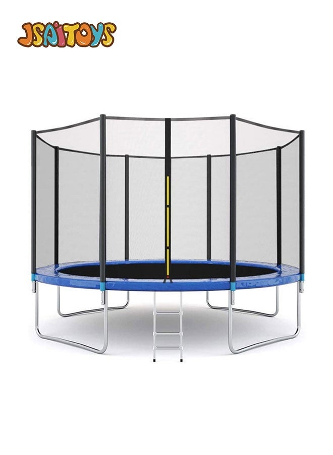 JSAITOYS 14FT Big Round Bounce Long Pole Trampoline With PP PVC Safe Soft Protective Net - Image 1