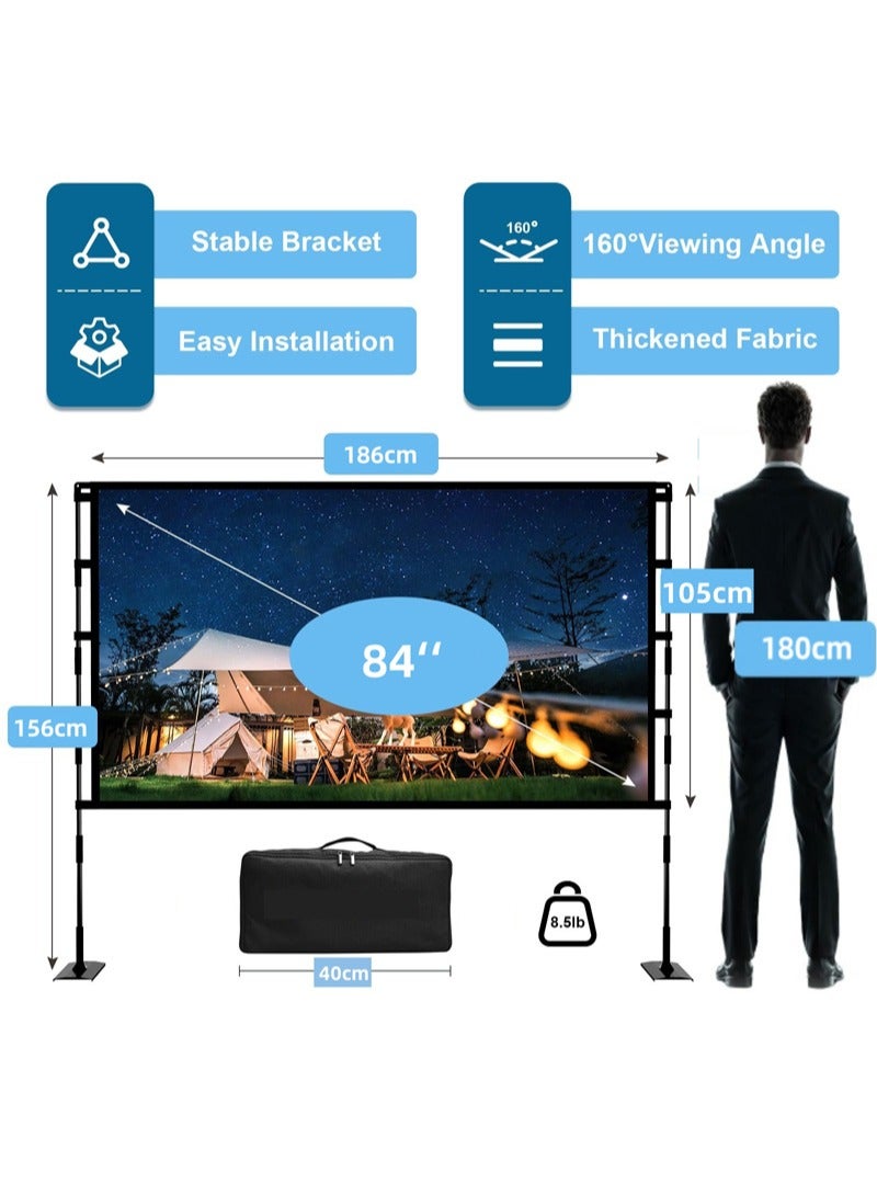 FlashHawk 84inch Portable Projector Screen and Stand 16:9 4K HD Projections Screen with Carry Bag for Indoor Outdoor Home Theater Backyard Cinema Camping - Image 4