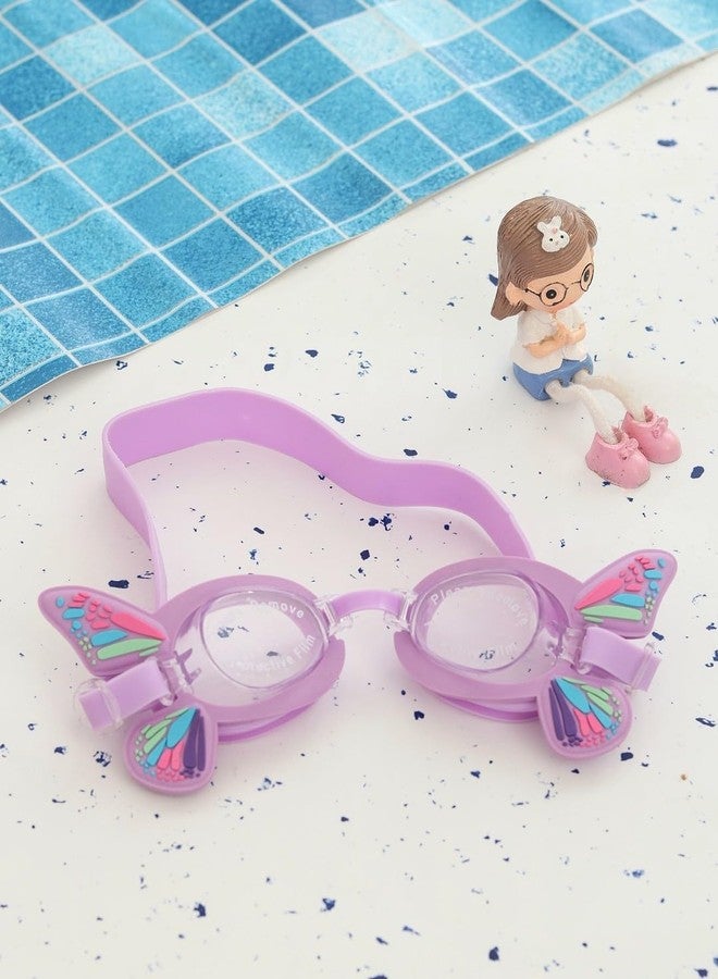 Yellow Bee Unique 3D Butterfly Wings Swimming Goggles with Colorful Accents for Girls- Purple - Image 2