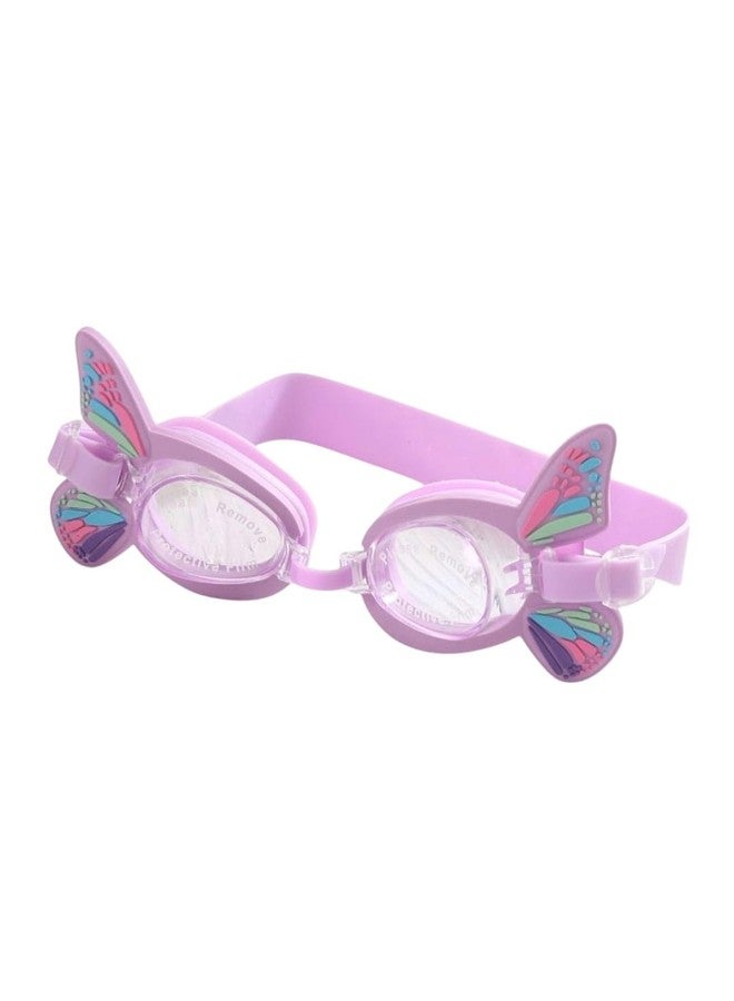 Yellow Bee Unique 3D Butterfly Wings Swimming Goggles with Colorful Accents for Girls- Purple - Image 1
