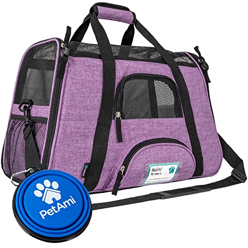 PetAmi Airline Approved Pet Carrier for Cat Soft Sided Dog Carrier for Small Dog Cat Travel Supply Accessories Indoor Cat Ventilated Pet Carrying Bag Medium Large Kitten Puppy Small Heather Purple