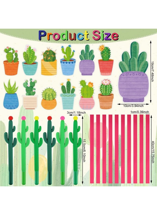 Eaasty Cactus Sticky Notes with Cactus Pen Cute Cactus Notepads Set Fun Cactus Gifts Cacti Notepads Succulent Note Pad Self Adhesive Note Pads for Xmas School Supply (Cute, 72 Pcs/ 24 Sets) - Image 2