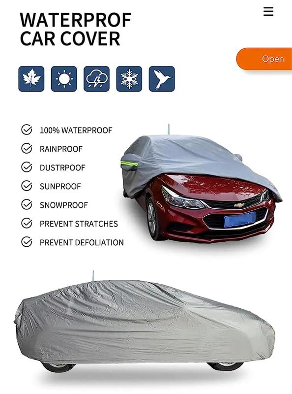PROTEGO All Weather Protection Car Cover for Honda City 2017-2019 | Anti Dust, 100% Waterproof, Durable Cover - Triple Stitched Elastic Grip with Mirror Pocket |(Grey) - Image 5