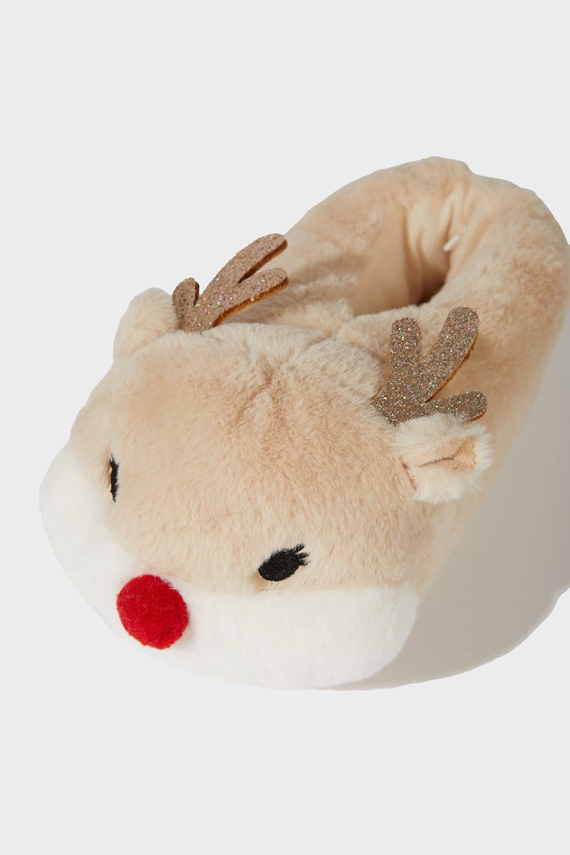 DeFacto Brown Girl Girl Flat Sole Christmas Home Slippers Casual - Image 5