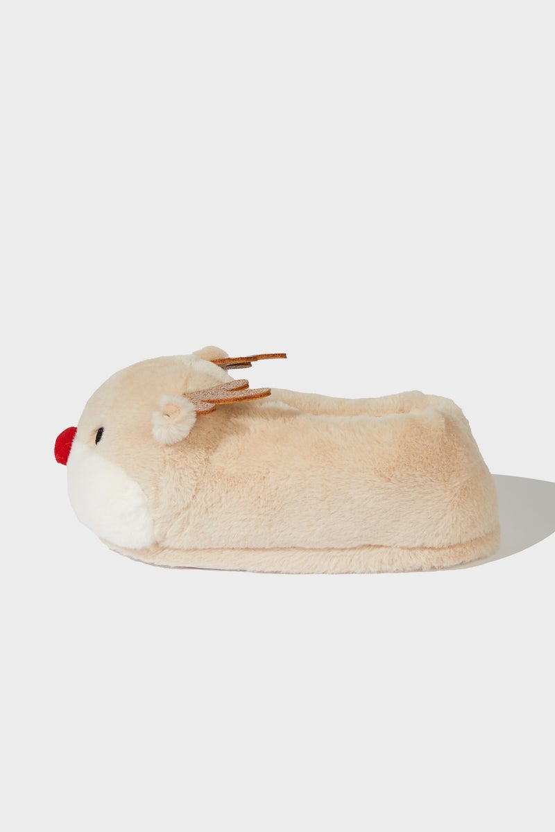 DeFacto Brown Girl Girl Flat Sole Christmas Home Slippers Casual - Image 2