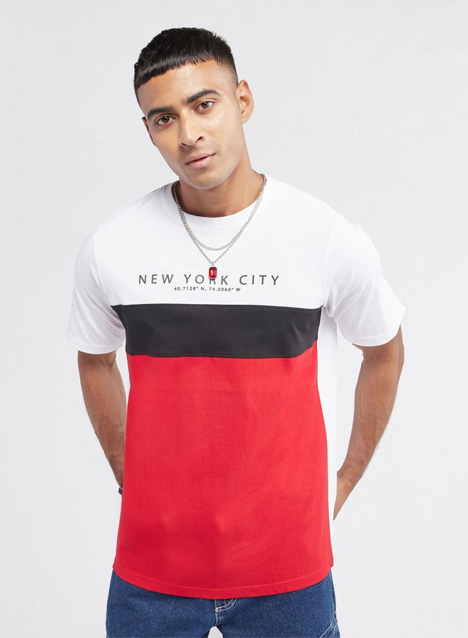 سبلاش فيڤ تيشيرت بقوالب ملونة وأكمام قصيرة وياقة ضيقة - Image 1