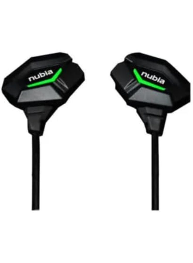 Nubia Red Magic Nubia RedMagic Gaming Earphones, With in Line Mic, Black with Green LED Accent, Wired - Image 1