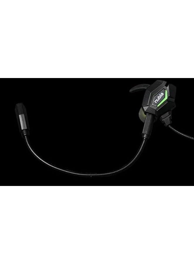 Nubia Red Magic Nubia RedMagic Gaming Earphones, With in Line Mic, Black with Green LED Accent, Wired - Image 3