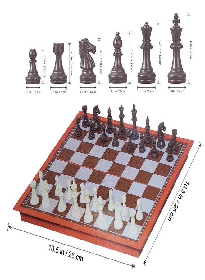 PSEUDO® Chess Board Set Magnetic Travel Folding Board Games Portable Gifts for Kids and Adult, Magnetic Travel Chess Set, Folding Chess Board, Educational Board Game Set (Brown) - Image 3