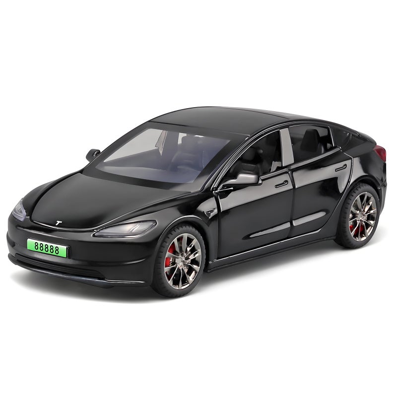 1:32 Tesla Model 3 Alloy Car Model with Lights and SoundNew version black New version black 