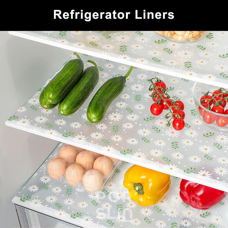 Porslin Kitchen Drawers Mat Liners, 45cm x 5m Roll, Non-Slip, Waterproof, Washable, BPA-Free, Durable EVA for Shelves, Cupboards, Drawers, Fridge Mats, Wardrobe, Food Safe (Green Daisy) - Image 5