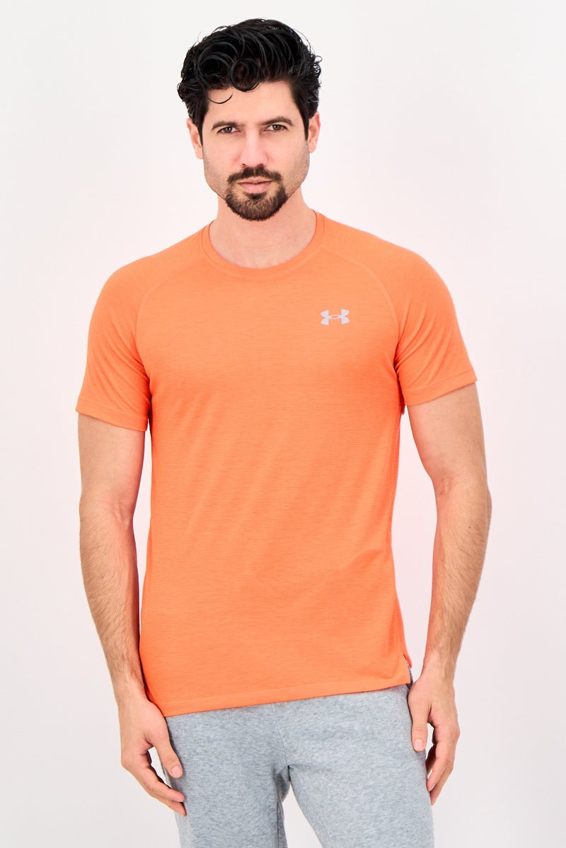 UNDER ARMOUR Men Fitted Short Sleeve Training T-Shirt, Bright Orange - Image 1