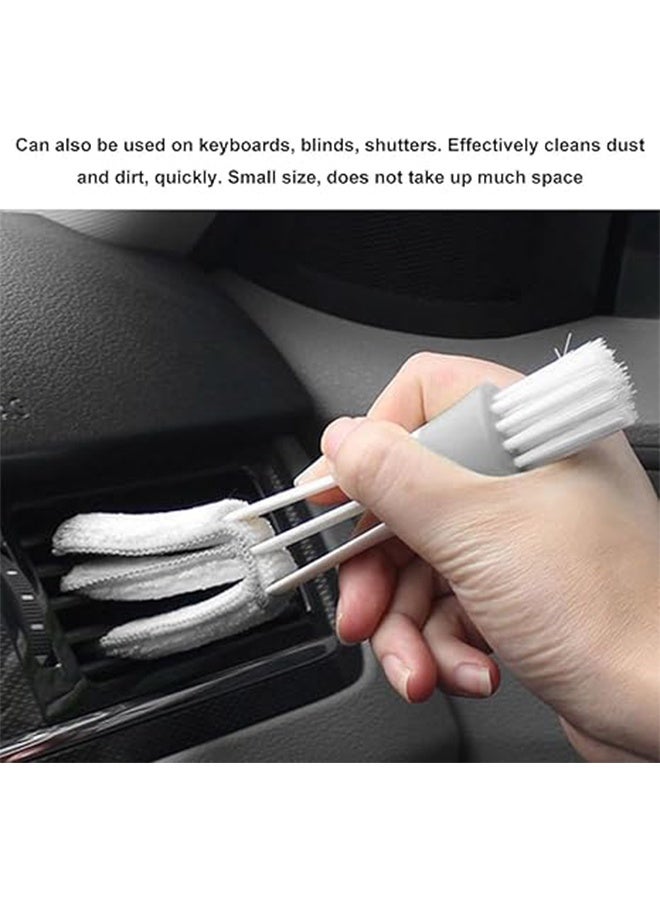 2 PCS Mini Duster for Car Air Vent, Double Ended Automotive Air Vent Microfiber Duster & Brush, Dust Collector Cleaner for Keyboard Window Leaves Shutter, Car Accessories (Gray) - Image 3