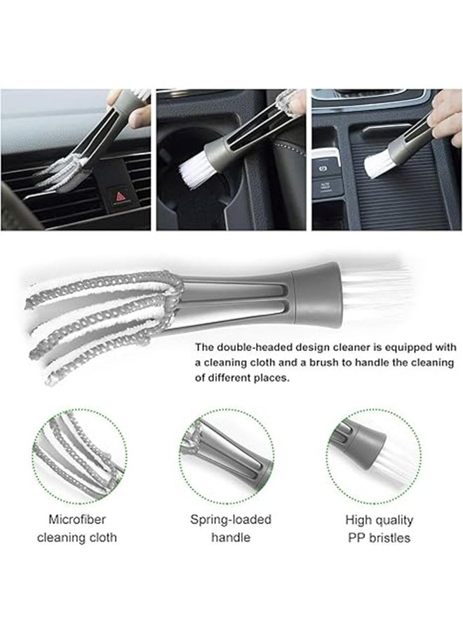 2 PCS Mini Duster for Car Air Vent, Double Ended Automotive Air Vent Microfiber Duster & Brush, Dust Collector Cleaner for Keyboard Window Leaves Shutter, Car Accessories (Gray) - Image 4