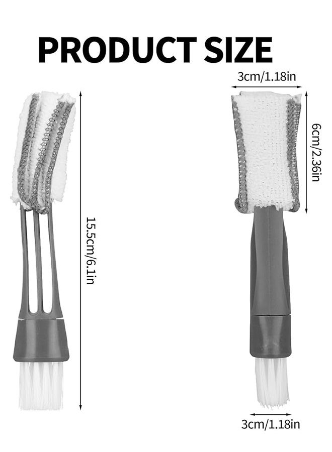 2 PCS Mini Duster for Car Air Vent, Double Ended Automotive Air Vent Microfiber Duster & Brush, Dust Collector Cleaner for Keyboard Window Leaves Shutter, Car Accessories (Gray) - Image 2