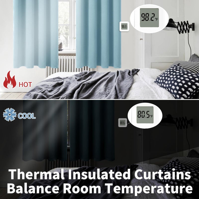 BGment Room Darkening Curtains 45 Inches Long - Grommet Thermal Insulated Drapes Window Treatment Curtains for Bedroom  2 Panels  52 x 45 Inch  Greyish Blue - Image 3