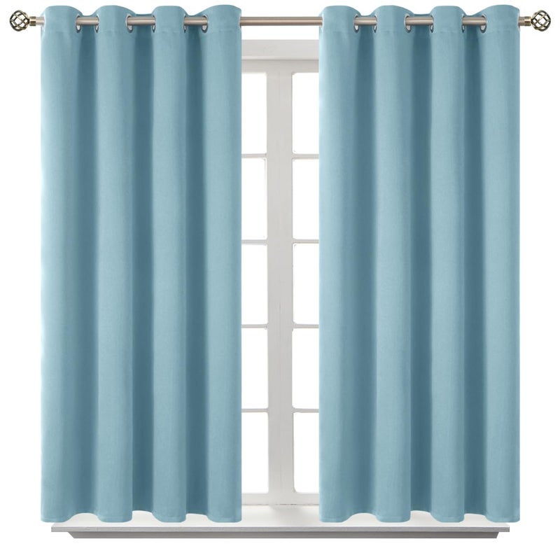 BGment Room Darkening Curtains 45 Inches Long - Grommet Thermal Insulated Drapes Window Treatment Curtains for Bedroom  2 Panels  52 x 45 Inch  Greyish Blue - Image 1