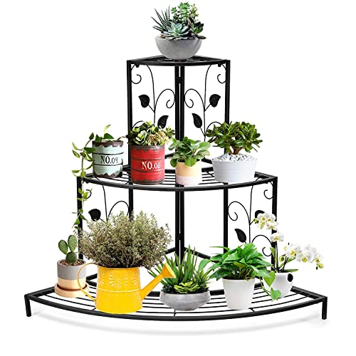 Bee Creative Plant Stand for balcony home decor (Corner-Black) - Image 1