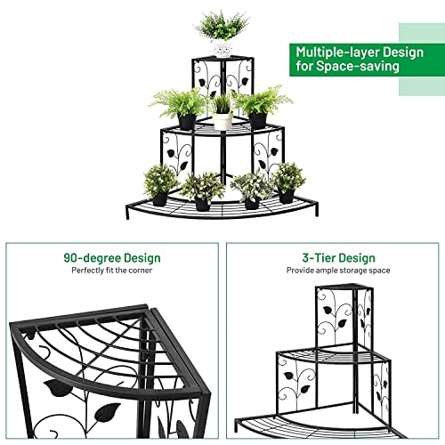 Bee Creative Plant Stand for balcony home decor (Corner-Black) - Image 5