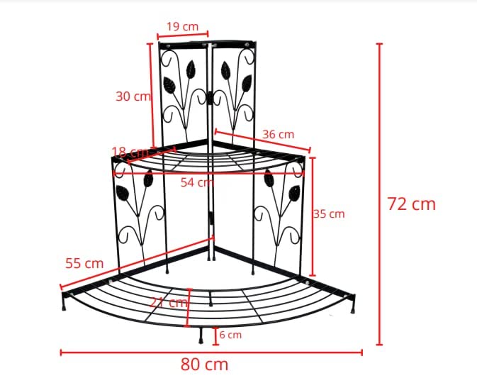 Bee Creative Plant Stand for balcony home decor (Corner-Black) - Image 2