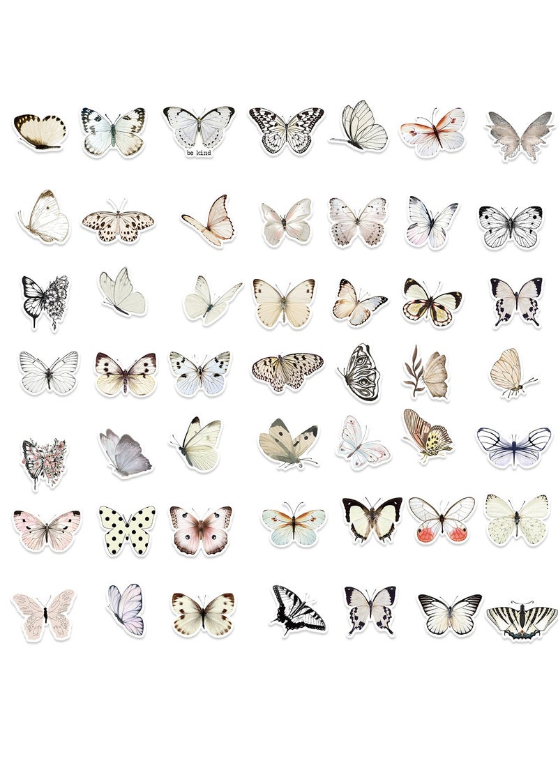50 PCS Butterfly Stickers Pack White Lovely Waterproof Stickers for Laptop Scrapbook Window Butterfly Stickers for Water Bottle Envelope Gift for Teens Adults - Image 3
