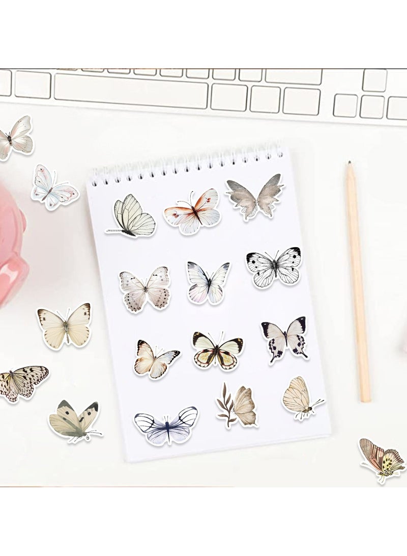 50 PCS Butterfly Stickers Pack White Lovely Waterproof Stickers for Laptop Scrapbook Window Butterfly Stickers for Water Bottle Envelope Gift for Teens Adults - Image 4