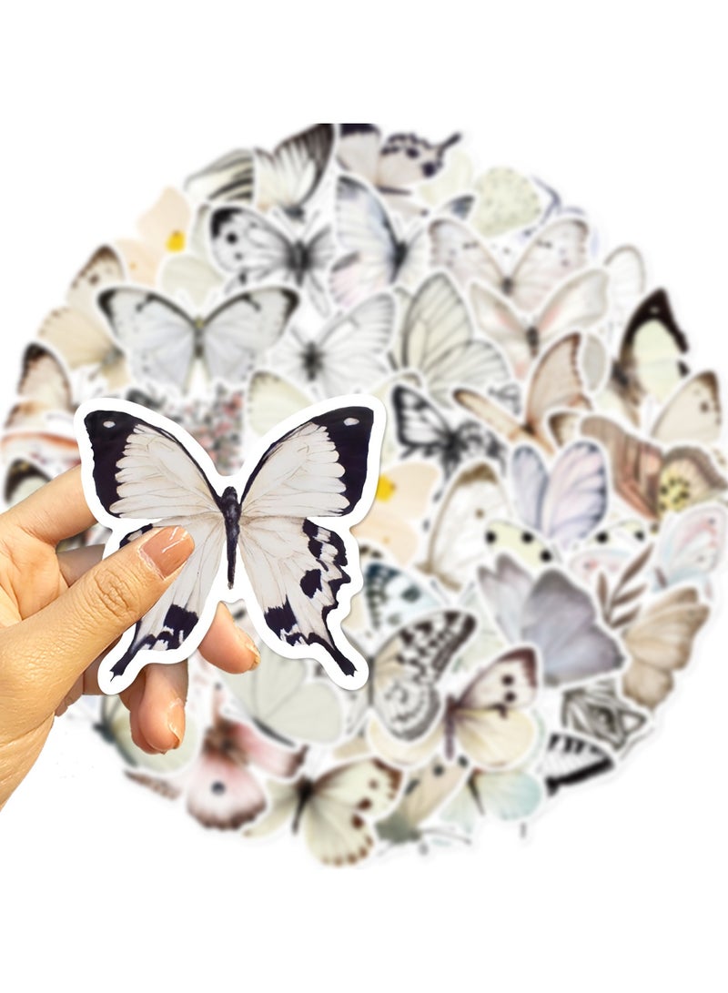50 PCS Butterfly Stickers Pack White Lovely Waterproof Stickers for Laptop Scrapbook Window Butterfly Stickers for Water Bottle Envelope Gift for Teens Adults - Image 2