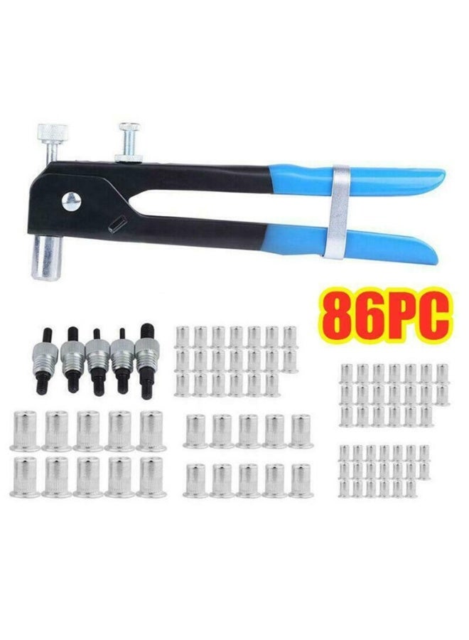 86pcs Rivet Nut Tool Kit Set Blind Rivet Nut Hand Riveter Wrench Threaded Insert Rivnut Nutsert M3/M4/M5/M6/M8 - Image 1
