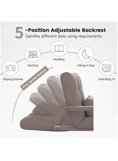 TAPIT Floor Sofa with Back Support and Armrest 5 Reclining Poistion Adjustable Floor Chair Folding Gaming Recliner Chair Floor Lounge Chair with Cushion for Gaming Reading (A-Khaki)  - Image 2