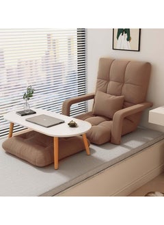 TAPIT Floor Sofa with Back Support and Armrest 5 Reclining Poistion Adjustable Floor Chair Folding Gaming Recliner Chair Floor Lounge Chair with Cushion for Gaming Reading (A-Khaki)  - Image 3