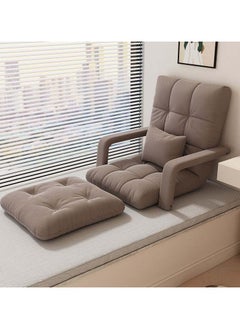 TAPIT Floor Sofa with Back Support and Armrest 5 Reclining Poistion Adjustable Floor Chair Folding Gaming Recliner Chair Floor Lounge Chair with Cushion for Gaming Reading (A-Khaki)  - Image 1