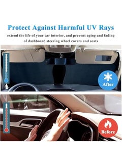 HOOKOR Car Windshield Sun Shade with Storage Pouch, Foldable Reflector Automotive Front Window Sunshade Cover, UV Rays and Sun Heat Protection, Suitable for Most Car, Truck, SUV (59''×27.56'')  - Image 4