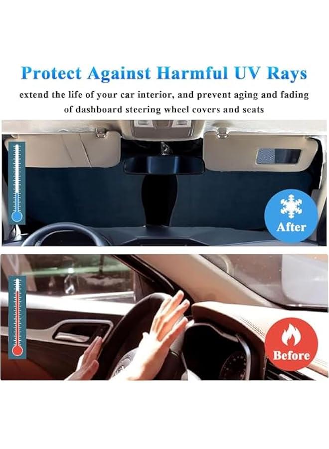 HOOKOR Car Windshield Sun Shade with Storage Pouch, Foldable Reflector Automotive Front Window Sunshade Cover, UV Rays and Sun Heat Protection, Suitable for Most Car, Truck, SUV (59''×27.56'') - Image 4
