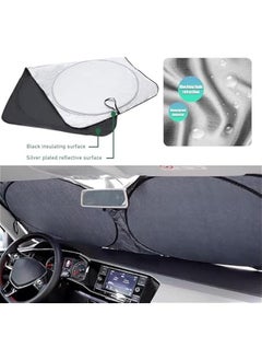 HOOKOR Car Windshield Sun Shade with Storage Pouch, Foldable Reflector Automotive Front Window Sunshade Cover, UV Rays and Sun Heat Protection, Suitable for Most Car, Truck, SUV (59''×27.56'')  - Image 5