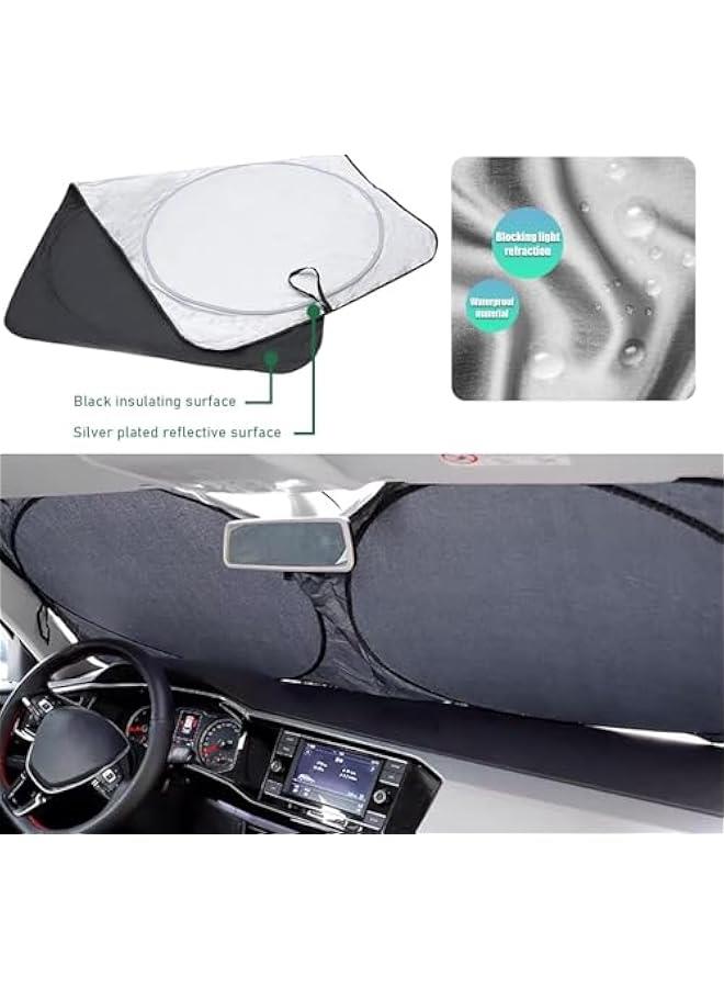 HOOKOR Car Windshield Sun Shade with Storage Pouch, Foldable Reflector Automotive Front Window Sunshade Cover, UV Rays and Sun Heat Protection, Suitable for Most Car, Truck, SUV (59''×27.56'') - Image 5
