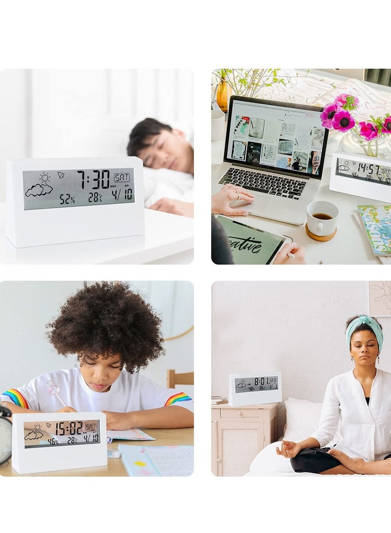 كاست ويف ساعة منبه رقمية ، ساعة منبه رقمية KASTWAVE مع عرض الوقت / التاريخ / درجة الحرارة شاشة مؤقت النوم شاشة منبه LED لغرفة النوم أبيض） - Image 4