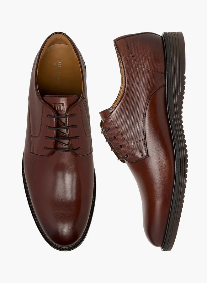 دوتشيني Men's Solid Lace-Up Derby Shoes