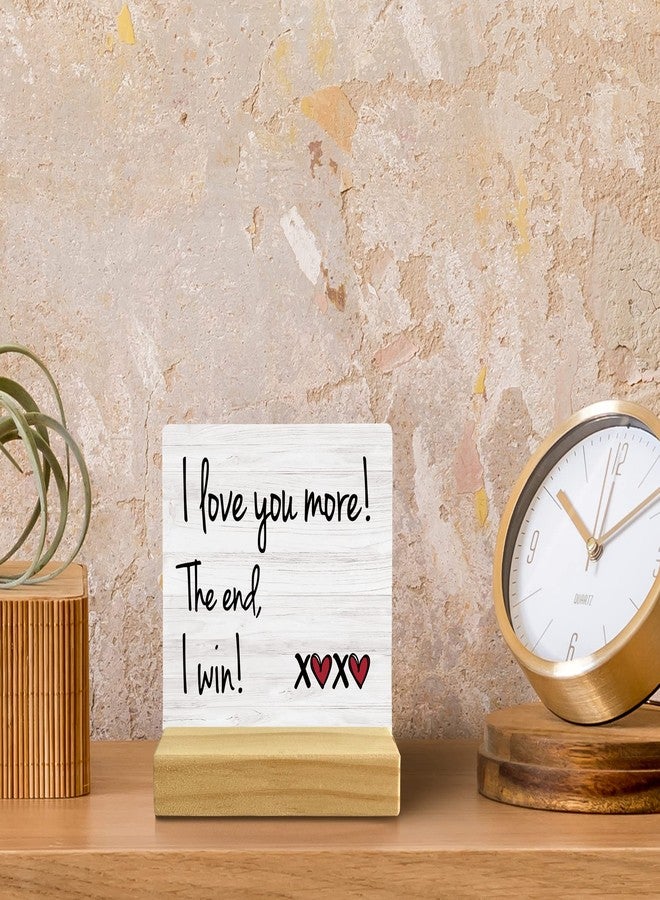 QASHWEY I Love You More the End I Win Wood Plaque Sign Desk Decor,Gifts for Girlfriend Boyfriend,I Love You Gifts for Him Her,Romantic Wood Plaque Sign Desk Decor with Wooden Stand for Home Office - Image 4
