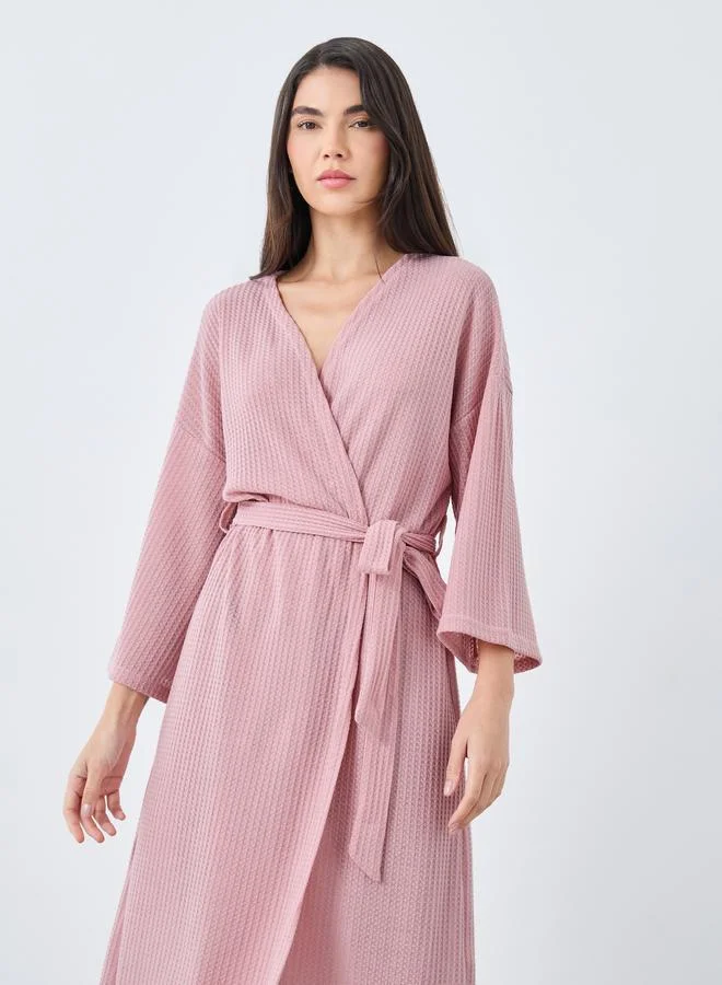 ستايلي Styli Waffle Textured Waist Tie-Up Robe