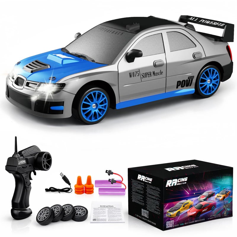 Desdoni Remote Control Car RC Drift Car 24GHz 124 Scale 4WD 15KMH High Speed Model Vehicle with LED Lights Drifting Tire Racing Sport Toy Car for Adults Boys Girls Kids Gift 2Pcs Rechargeable Batteries - Image 2