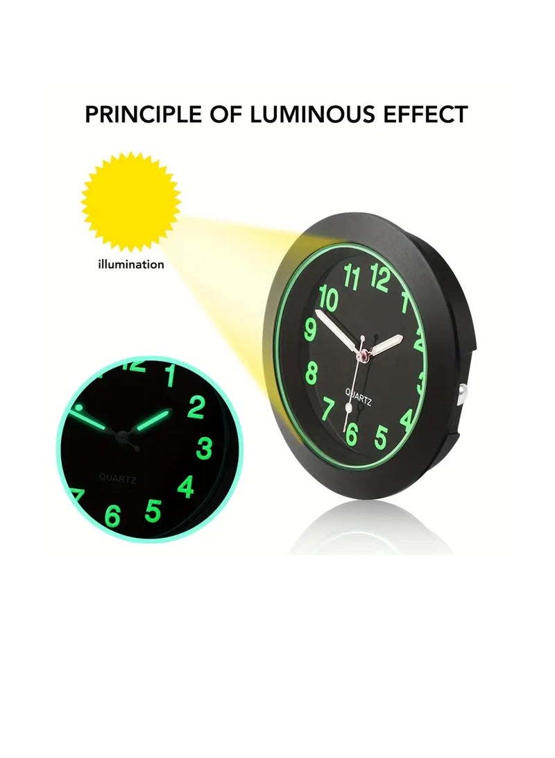 PAMEER 1pc car clock high-quality luminous decoration mini quartz clock noctilucent car dashboard clock for high-end car interior central control decoration, Easy to paste with double side Super Glue  - Image 3