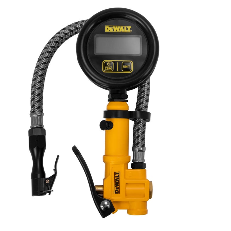 DEWALT ديوالت مضخة هواء رقمية 25 بوصة مع خرطوم فولاذي مضفر بطول 12 بوصة 0 إلى 200 PSI DXCM0240411