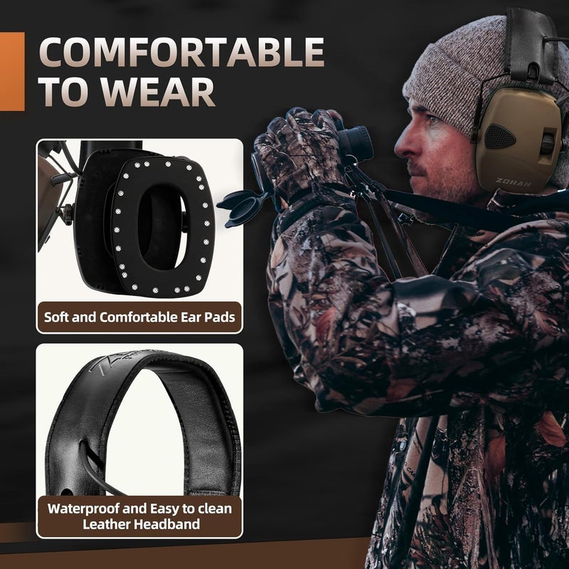 Zohan EM054 Electronic Shooting Ear Protection with 4X Sound Amplification 2 Pack,Slim Active Noise Reduction Earmuffs for Gun Range - Image 5