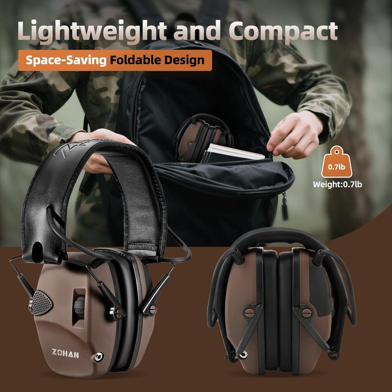 Zohan EM054 Electronic Shooting Ear Protection with 4X Sound Amplification 2 Pack,Slim Active Noise Reduction Earmuffs for Gun Range - Image 4