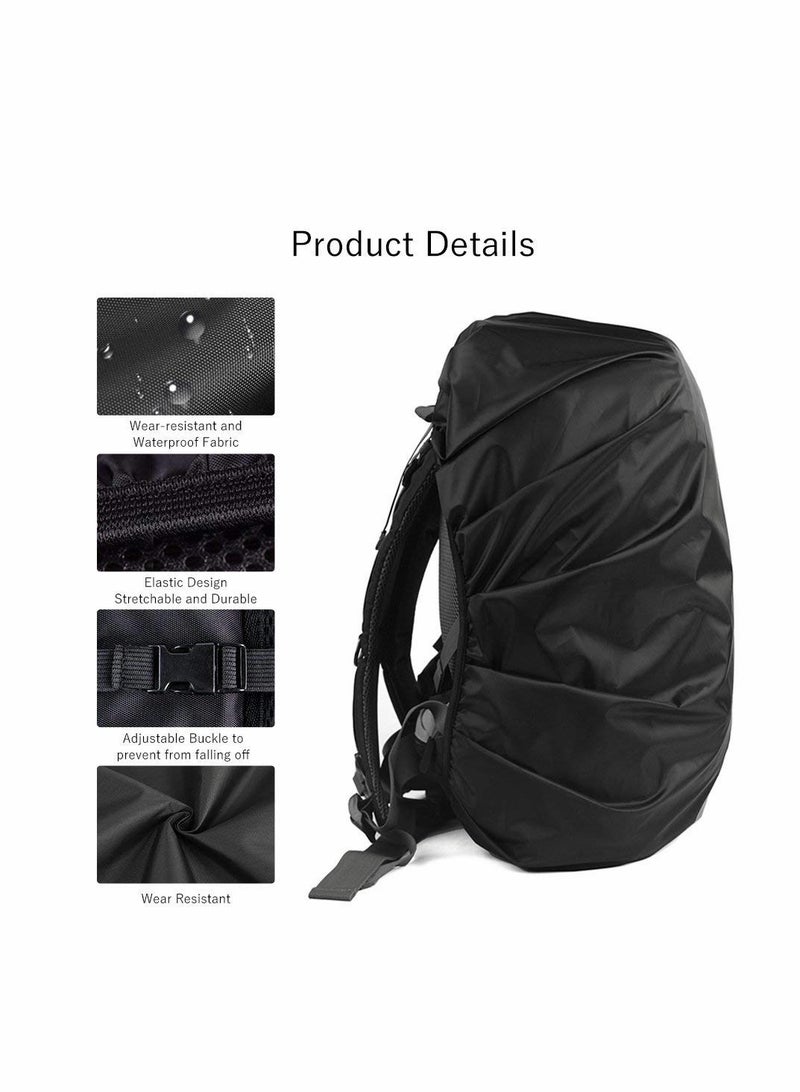 Zikra 2 Pcs Waterproof Rain Cover for Backpack, Reflective Rainproof Protector,High Visibility Rucksack Dustproof for Hiking Camping Bycling Traveling Outdoor Activities XL Black (56L-70L) - Image 5
