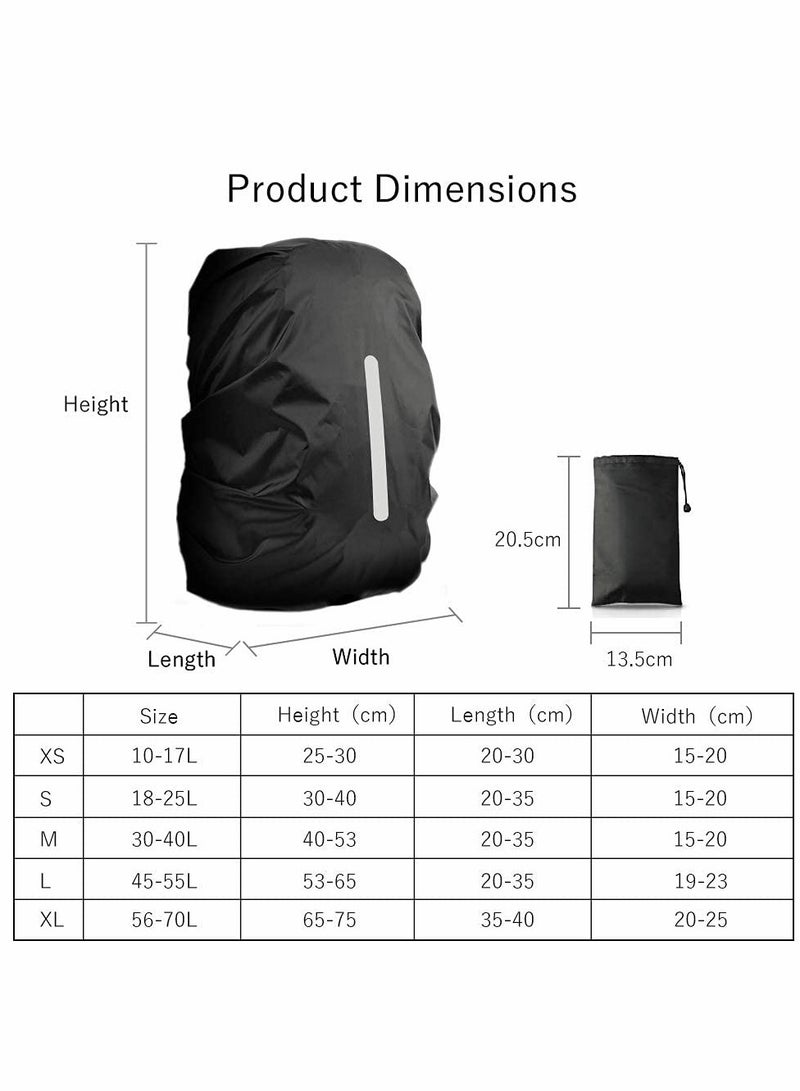 Zikra 2 Pcs Waterproof Rain Cover for Backpack, Reflective Rainproof Protector,High Visibility Rucksack Dustproof for Hiking Camping Bycling Traveling Outdoor Activities XL Black (56L-70L) - Image 3